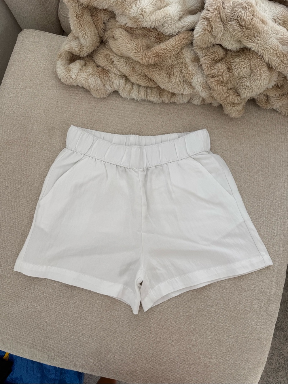 Calypso St. Barth White High-Waist Elastic Shorts